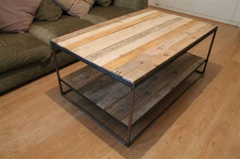 This section fits mortises in the end panels and is mortised for a locking wedge. Large Steel And Wood Coffee Table With Shelf By Gas&Air ...