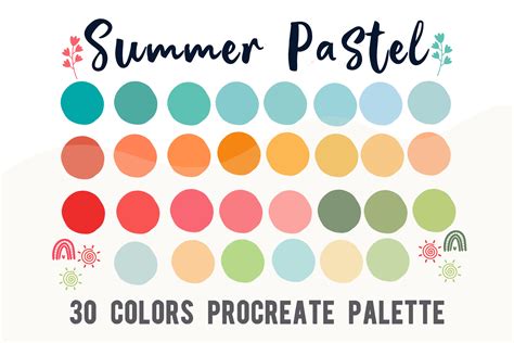 Pastel Rainbow Procreate Color Palette Color Swatches Instant Download