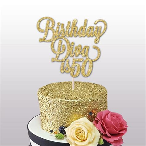 50th Birthday Glitter Cake Topper Birthday Diva Is 50 40th Etsy