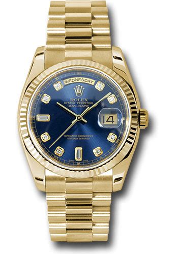 Rolex 18k rose gold model 128235brodp. Rolex Day-Date President Yellow Gold - Fluted Bezel ...