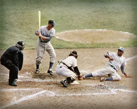 Jackie Robinson Stealing Home In Color