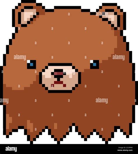 Vector Pixel Art Bear Head Isolated Cartoon Stock Vector Image And Art