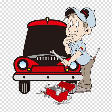 Cartoon Automobile Repair Shop Mechanic Auto Mechanic Transparent