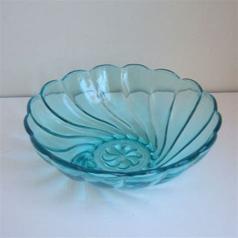 Vintage Hazel Atlas Blue Capri Swirl Bowl Depression Glass Etsy