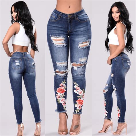 Oem Custom Wholesale China Ladies Ripped Skinny Denim Jeans Fashion Tops Girls Skinny Jeans
