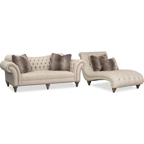 Brittney Sofa And Chaise Set Linen Value City Furniture