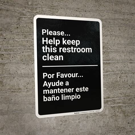 Bilingual Spanish Keep Restroom Clean Wall Sign