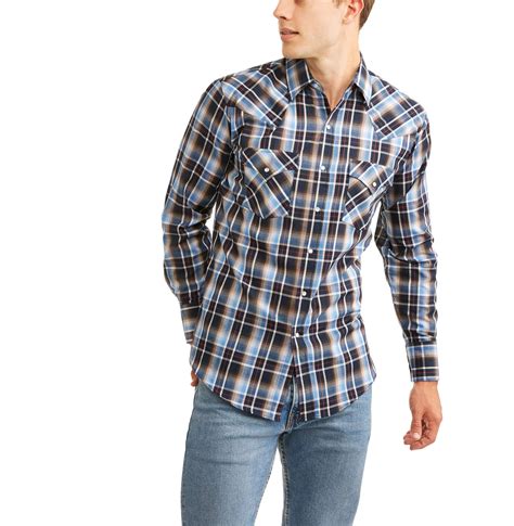 Men S Long Sleeve Basic Snap Western Shirt Walmart Com