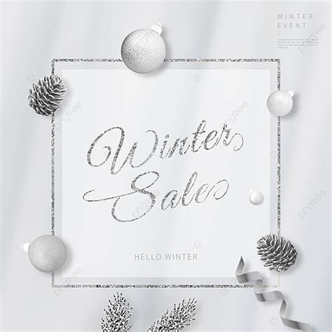 Elegant Silver White Pine Cone Winter Promotion Sns Template Download