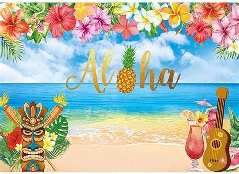 Amazon Com Allenjoy X Ft Summer Aloha Luau Party Backdrop For Tropical Hawaiian Beach