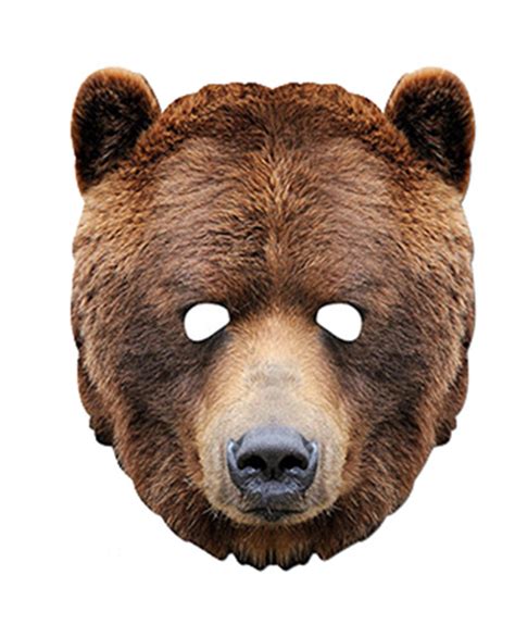 Grizzly Brown Bear Animal Card Party Face Mask In Stock Now With Free
