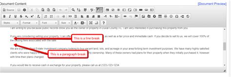 Creating Line Breaks And Paragraph Breaks With The Html Editor The