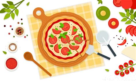 Delicious Pizza Margherita Vector Illustration In Flat Design