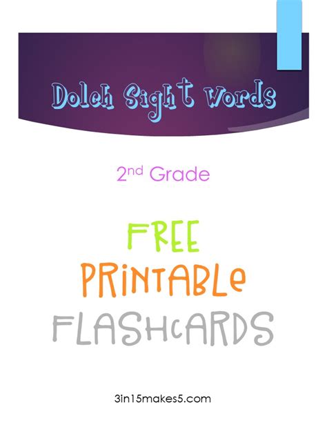 Dolch Sight Words Flashcards 2nd Grade 3 In 15 Makes 5