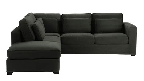5 Seater Cotton Corner Sofa In Charcoal Grey Milano Maisons Du Monde