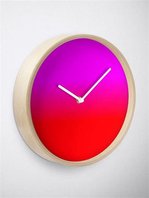 Neon Red Fire And Hot Pink Ombre Shade Color Fade Clock By Podartist