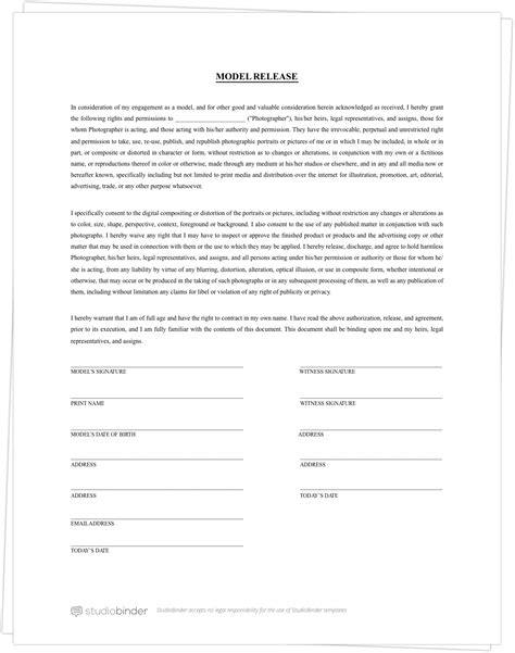 I am a celebrity, and i want to stop tabloids from printing scurrilous rumors and false accusations about me that harm my reputation with my fans. The Best Free Model Release Form Template for Photography