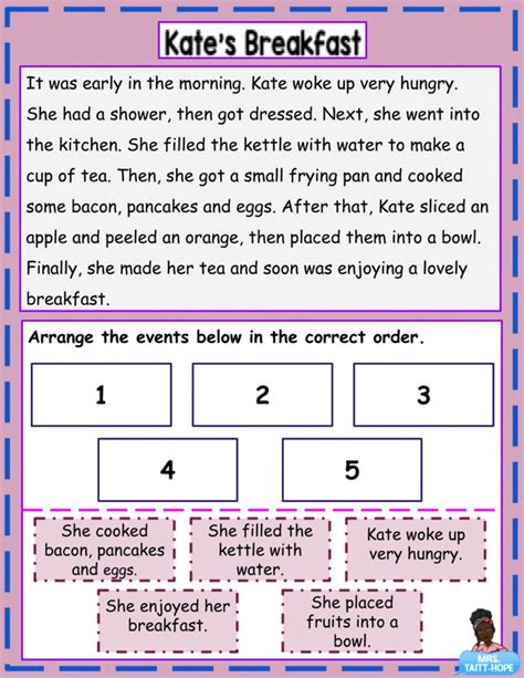 Sequencing The Events Within A Story Online Worksheet For Grade 2 You
