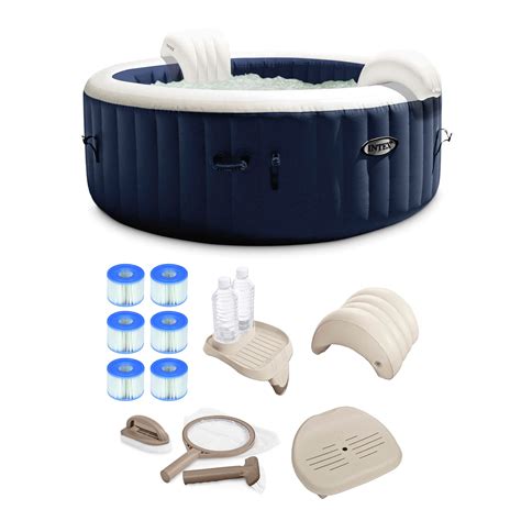 Buy Intex Purespa Plus 4 Person Portable Inflatable Hot Tub Bubble Jet Spa Kit Navy Online In