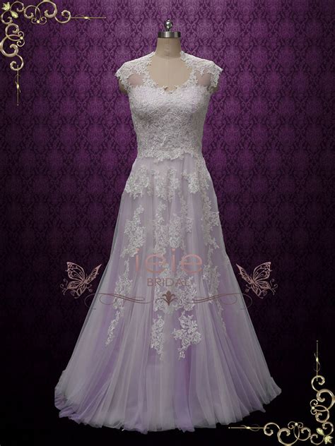 Lavender Purple Boho Beach Lace Wedding Dress Korynne