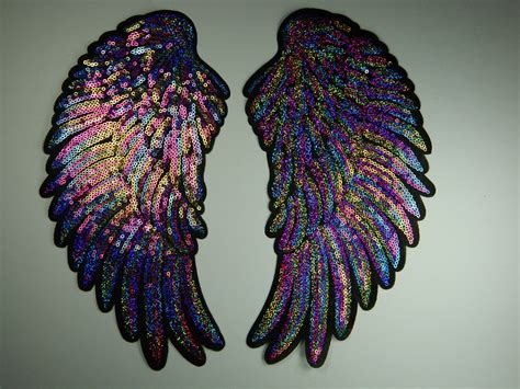 Huge Set Multi Color Sequin Angel Wings Embroidery Patch Etsy