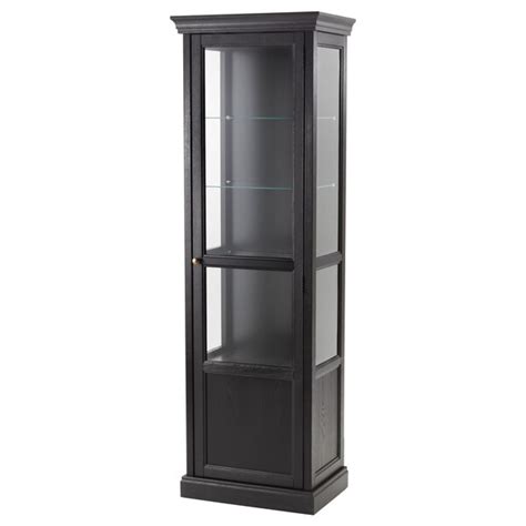 MalsjÖ Glass Door Cabinet Black Stained 60x40x186 Cm Ikea