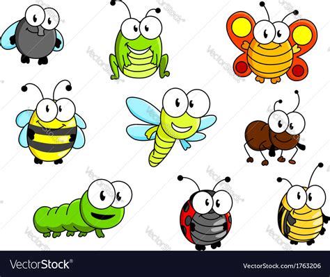 Cartoon Insects Set Royalty Free Vector Image Vectorstock
