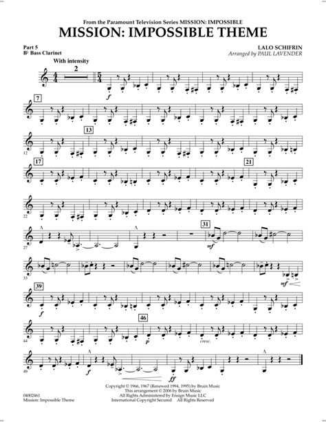 Download Mission Impossible Theme Pt5 Bb Bass Clarinet Sheet
