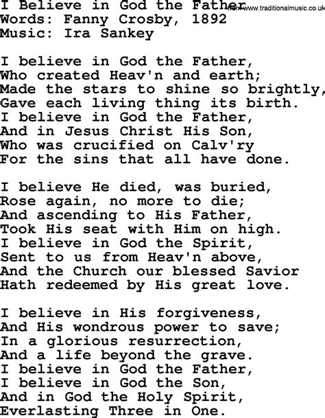 Hymns About Gods Forgiveness Title I Believe In God The Father