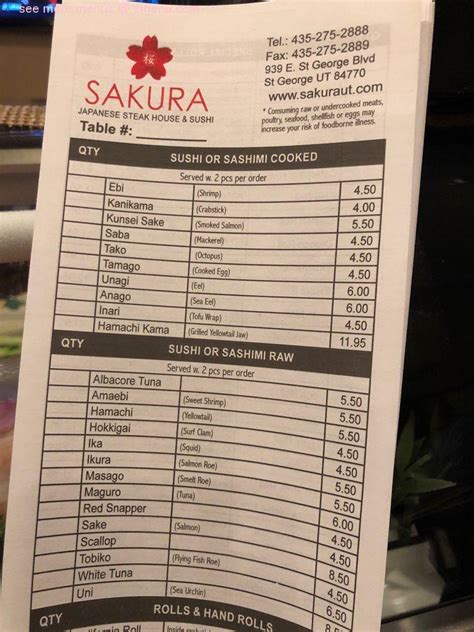 Online Menu Of Sakura Sushi And Japanese Steakhouse Restaurant St George Utah 84770 Zmenu