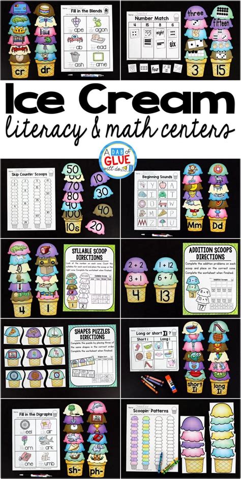 Ice Cream Literacy And Math Centers In 2021 Math Centers Math