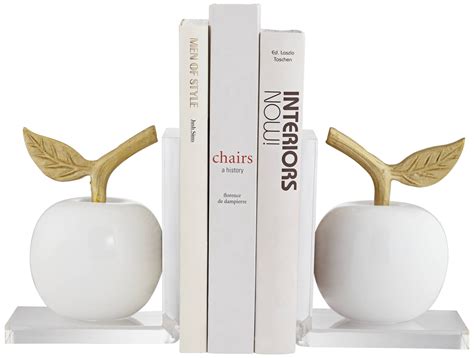 White And Gold 7 High Apple Bookends Set 38m39 Lamps Plus
