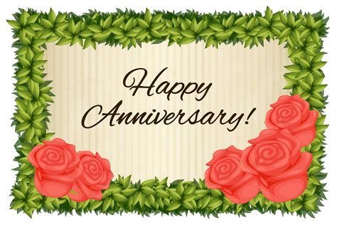Happy Anniversary Card Template With Red Roses 444757 Vector Art At
