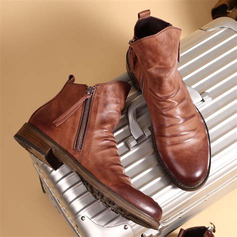 Cheap Original Leather Boots Men Autumn Shoes Male Leather Casual Boots Men Comfy Anti Slip Lace