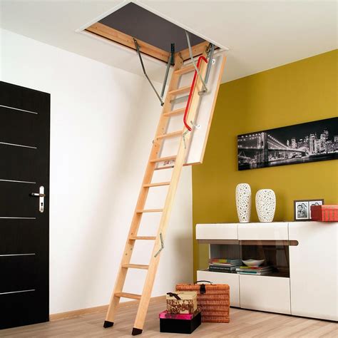 The best way is by using a fitted, extendable ladder which folds back and can be safely stored out of the way. Fakro LWK Komfort Loft Ladder - 55cm x 111cm Hatch Size - MB DIY
