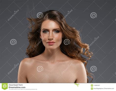 Beauty Woman Long Black Hair Beautiful Spa Model Girl With Perfect Fresh Clean Skin Stock Image