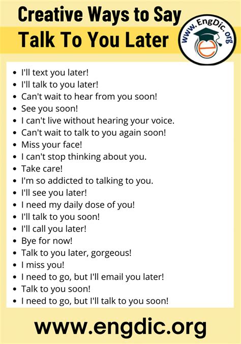 100 Creative Ways To Say Talk To You Later Engdic