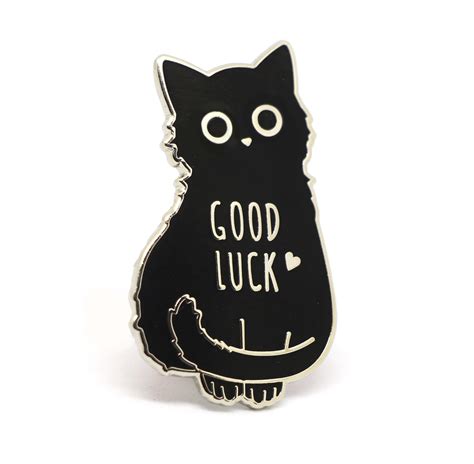 Good Luck Black Cat Enamel Pin Compoco