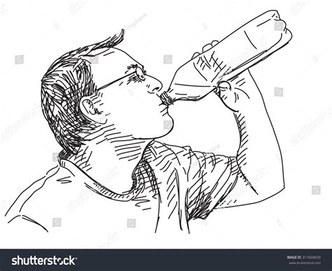 Sketch Man Drinking Water Hand Drawn Stock Vector 311604659 Shutterstock