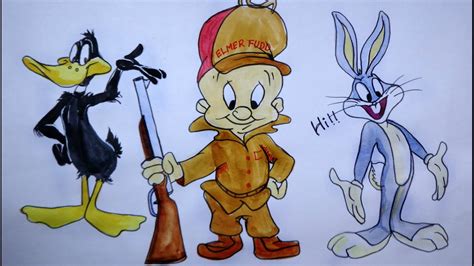How To Draw Elmer Fudd Bugs Bunny And Daffy Duck How To Draw Elmer Fudd Step By Stepcartoon