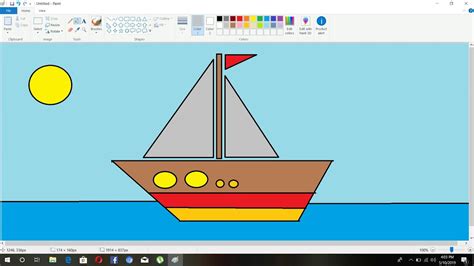 How To Draw Boat In Ms Paint Simple Boat In Ms Paint Youtube