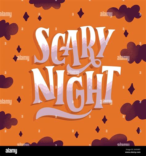 Scary Night Lettering Design Vector Illustration Stock Vector Image