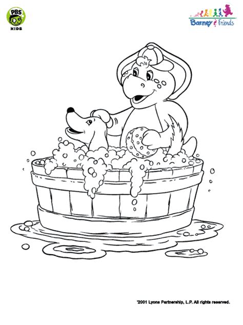 Find high quality barney coloring page, all coloring page images can be downloaded for free for personal use only. Barney and Friends . BJ Bathes His Dog Coloring Page | PBS ...