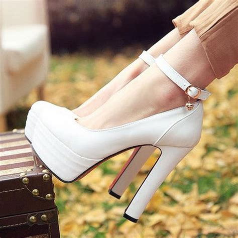 Simple Elegant Solid Color Strap Towering High Heeled Party Wedding