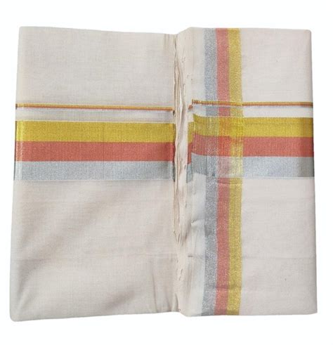 Tricolor Border Kerala Handloom Cotton Dhoti At Rs 1200piece Cotton