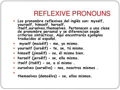 Pronombres Reflexivos En Ingles Con Ejemplos Reflexiv