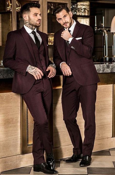 men 3 piece suit wine color wedding suit groom wear suits etsy