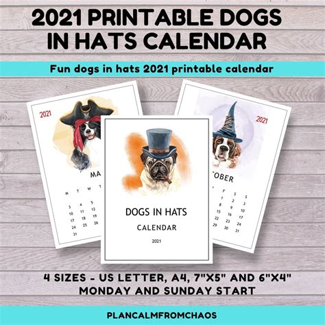 2021 Monthly Dog Calendar Printable Digital Download A Funny Etsy