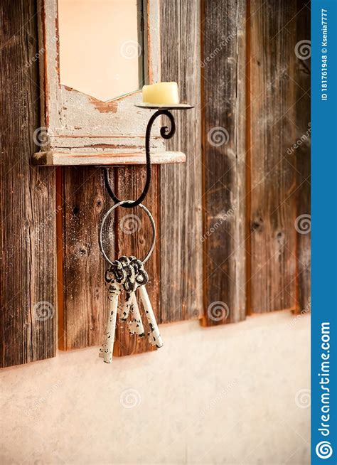 The Key Hangs On A Hook On A Wall Provence Interior Style Stock Photo