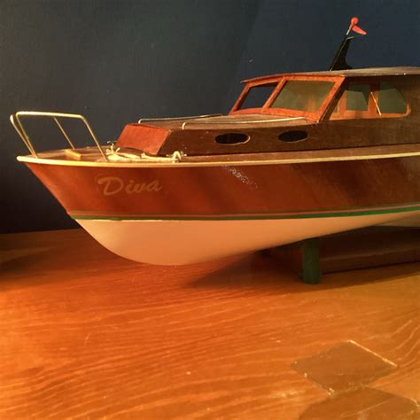 Vintage Rc Model Boat Aeronaut Diva Cabin Cruiser Boat Nearly Finished